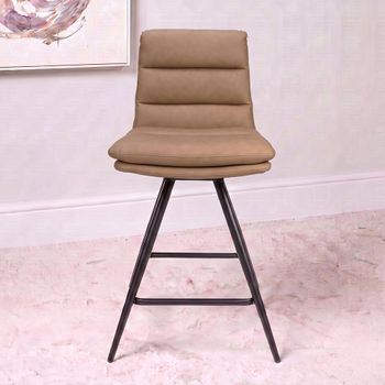 2 x Nobo Swivel Tan Faux Leather Barstool
