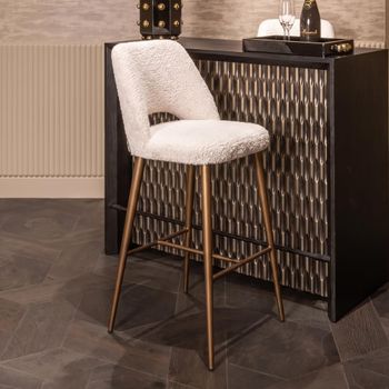 Delphine Cream Fabric Barstool with Back