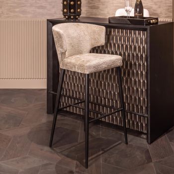 Taylor Beige Barstool with Black Legs