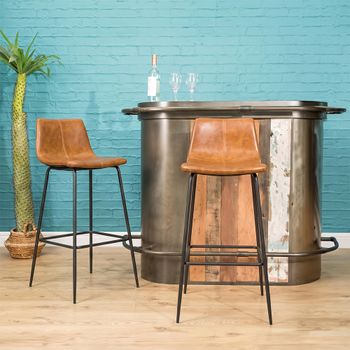 2 x Erlangen Barstools Tan Vintage Leather