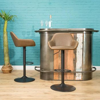 2 x Hawai Barstools Gas Lift Chestnut Vintage Leather
