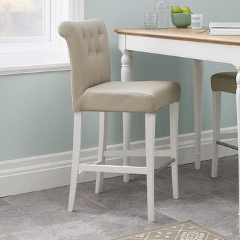 2 x Hampstead Barstools Upholstered Ivory Bonded Leather