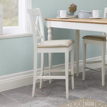2 x Hampstead Barstools X Back Ivory Bonded Leather