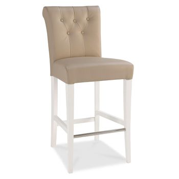 2 x Hampstead Barstools Upholstered Ivory Bonded Leather