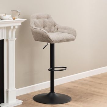 2 x Brooke Beige Boucle Fabric Barstool with Back