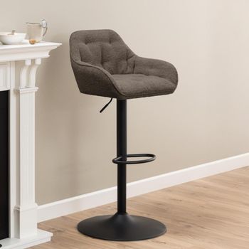 2 x Brooke Taupe Boucle Fabric Barstool with Back