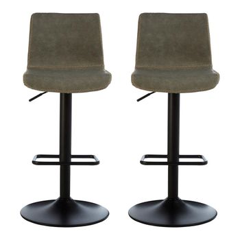 2 x Dalston Ash Faux Leather with High Back Barstool