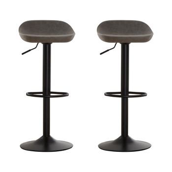 2 x Dalston Ash Faux Leather with Low Back Barstool