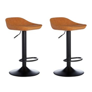 2 x Dalston Camel Faux Leather with Low Back Barstool