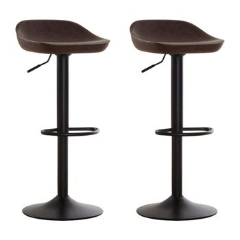 2 x Dalston Mocha Faux Leather with Low Back Barstool