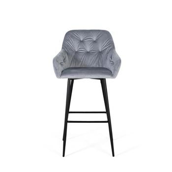 2 x Elvoshi Deep Blue Velvet Fabric Barstool with Back