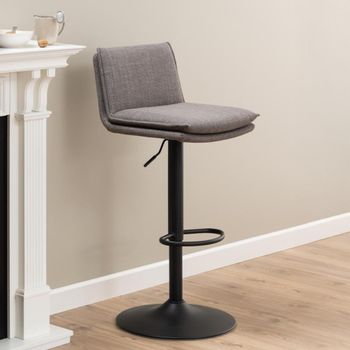 2 x Flynn Light Grey Fabric Barstool with Back