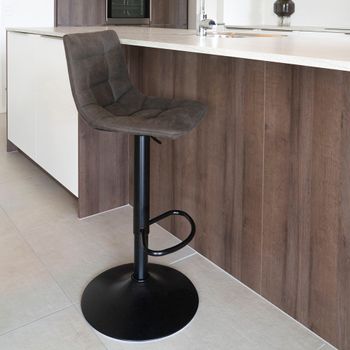 2 x Middelfart Dark Grey Fabric Adjustable Barstool with Back