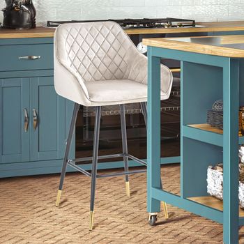 2 x Barstools Mink Velvet