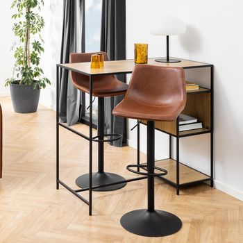 2 x Oregon Tan Faux Leather Gas Lift Barstool with Back