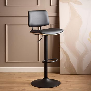 2 x Owen Black Faux Leather Barstool with Back