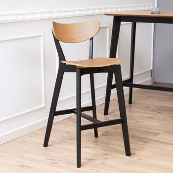 2 x Roxby Oak and Black Barstool with Back