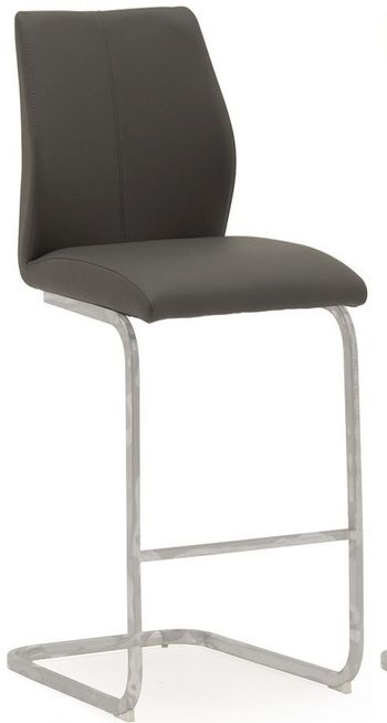 2 x Elis Grey Faux Leather Chrome Barstool