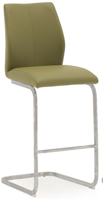 2 x Elis Olive Green Faux Leather Chrome Barstool