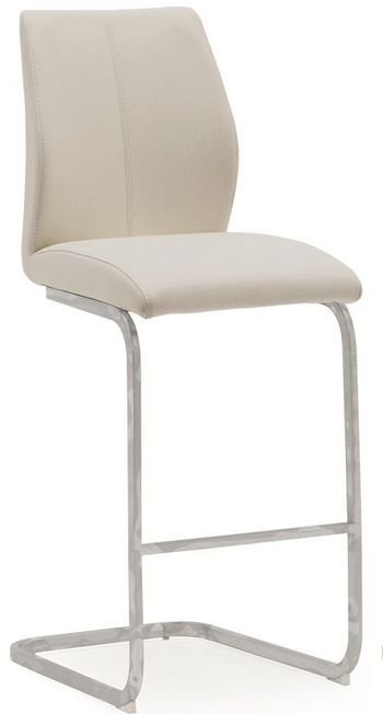 2 x Elis Taupe Faux Leather Chrome Barstool