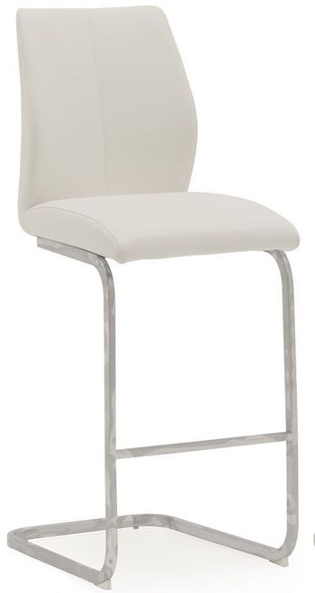 2 x Elis White Faux Leather Chrome Barstool