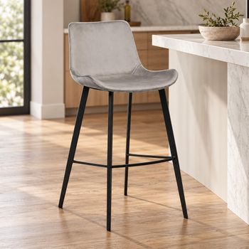 Clearance - 2 x Dan Form Hype Alu Velvet Barstools Black Legs - FS033
