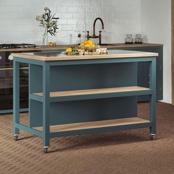 Blue Open Breakfast Bar Kitchen Island