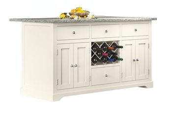Cream 4 Door 4 Drawer Kitchen Island with Grey Granite Top