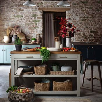 Walcote Clay Wood 2 Drawer Kitchen Island