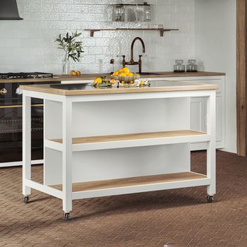 White Open Breakfast Bar Kitchen Island