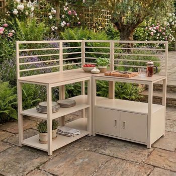 Sicily Latte Sintered Top Powder Coated Aluminium Outdoor Kitchen Set