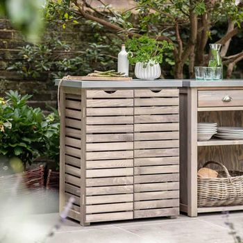 Aldsworth Slatted Natural Wood 2 Door Storage Unit