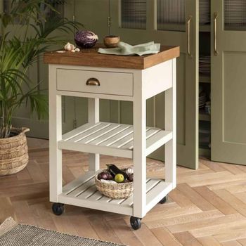 Walcote White Clay Wood 1 Drawer Butchers Block