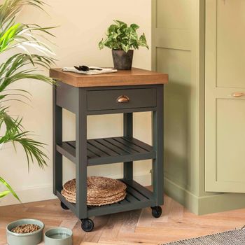 Walcote Forest Green Wood 1 Drawer Butchers Block