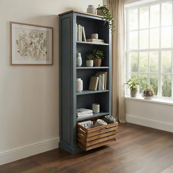 Bishop Grey Painted 1 Drawer Tall Bookcase