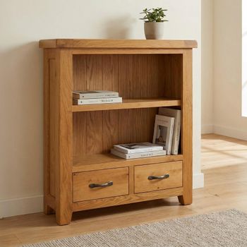 Somer Oak 2 Drawer Low Bookcase
