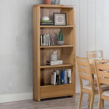 Curve Oak 1 Drawer Bookcase