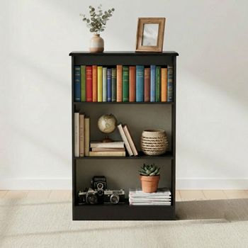 Knightsbridge Black Gloss 2 Shelves Bookcase