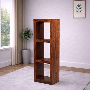 Cube Sheesham Brown 3 Hole Cube Bookcase