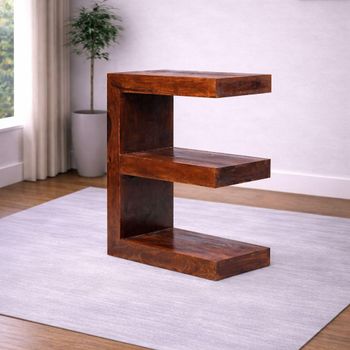 Cube Sheesham Brown E Shaped Bookcase Unit