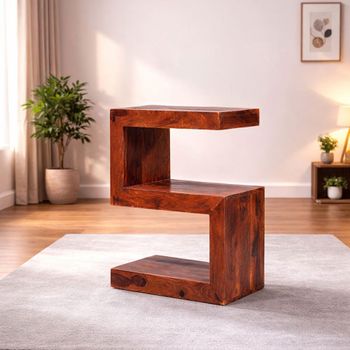Cube Sheesham Brown S Shaped Bookcase Unit