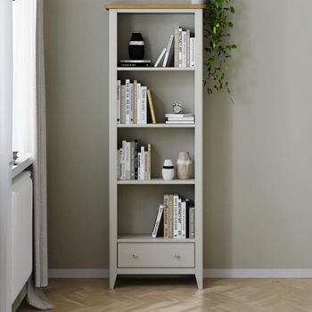 Arden Grey Painted Oak 1 Drawer Bookshelf