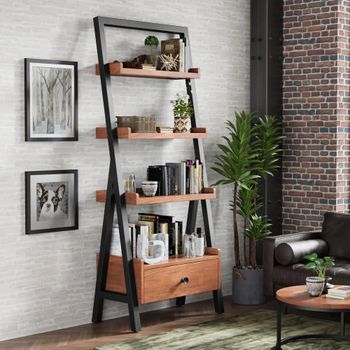 Rayne Acacia Ladder 1 Drawer Bookcase