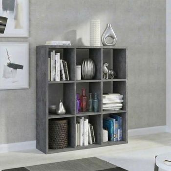 Mauro Shelving Unit 9 Open Grey Concrete