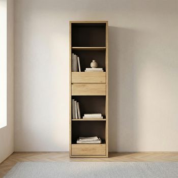 Shetland Oak 3 Drawer Narrow Bookcase