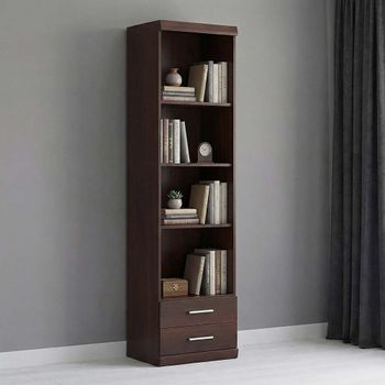 Imperial Dark Mahogany Melamine Narrow 2 Drawer Open Shelving Cabinet