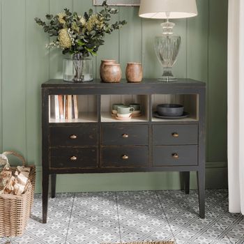 Barwick Charcoal 6 Drawer Low Bookcase
