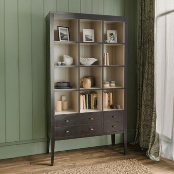 Barwick Charcoal 6 Drawer Triple Bookcase