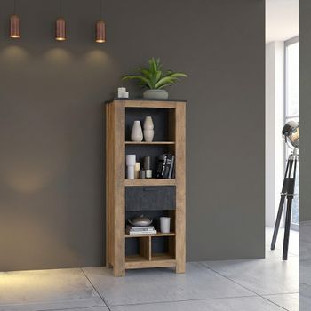 Rapallo Oak 1 Drawer Bookcase