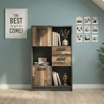 Brooklyn 2 Door 2 Drawer Low Rustic Bookcase